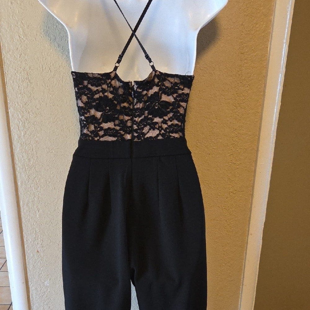 Express Black Lace Jumpsuit with Elegant Silhouette - Picture 2 of 3